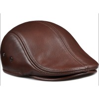 MingYule Brown Leather Flat Cap Hat for Men – Classic Vintage Design with Premium Comfort