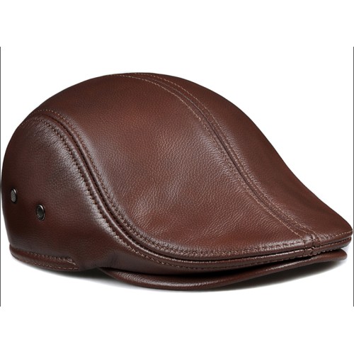 MingYule Brown Leather Flat Cap Hat for Men – Classic Vintage Design with Premium Comfort